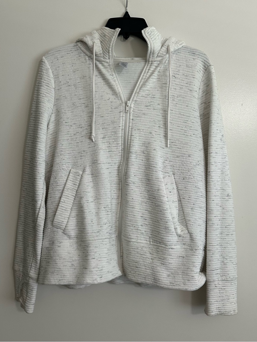Woman’s White Zip Hoodie Sweater